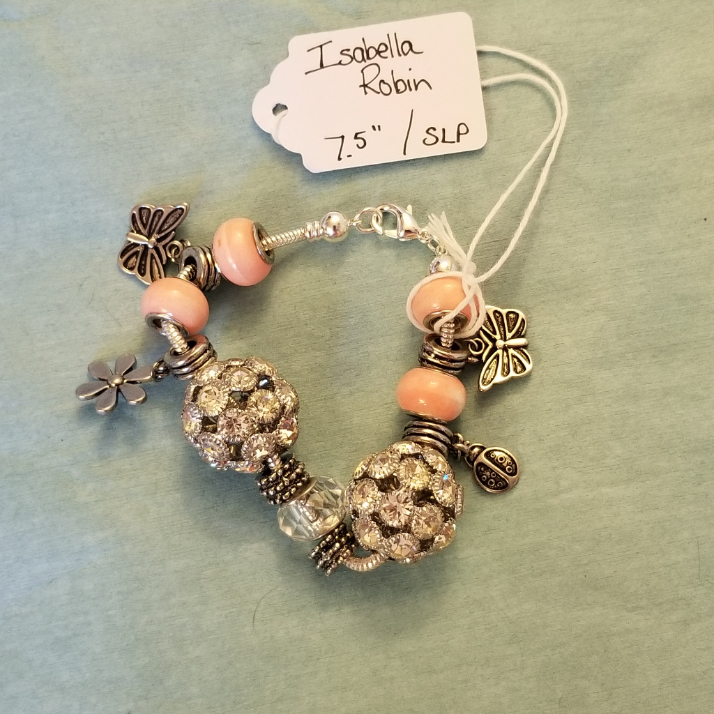 Handmade Bracelet Ladybug Butterfly Pink